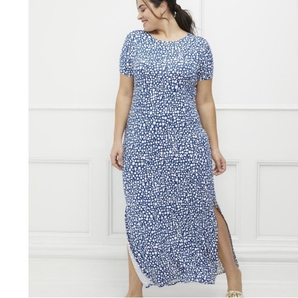 Nwt Eloquii Elements plus size back detail maxi dress blue - Picture 3 of 11